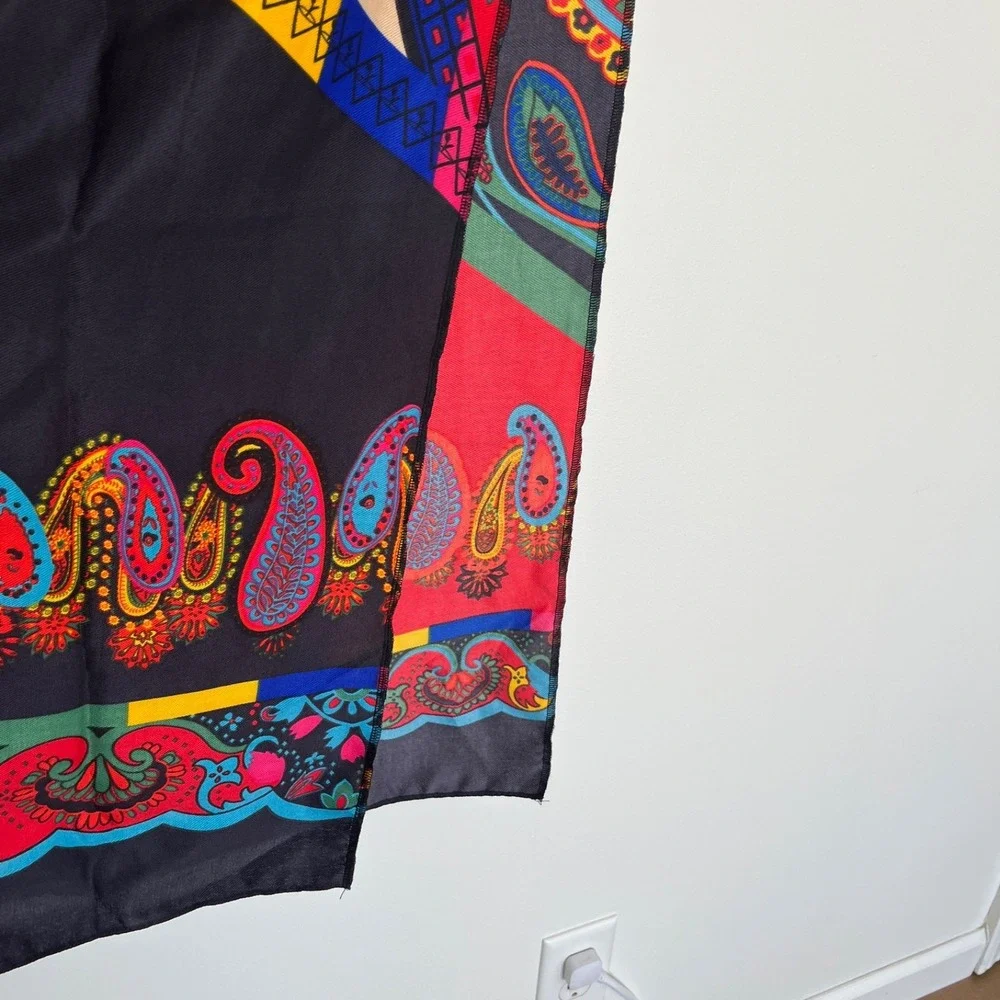 Artsy Scarf 17X70 Geometric Multicolor Eclectic Wacky Art To Wear Statement